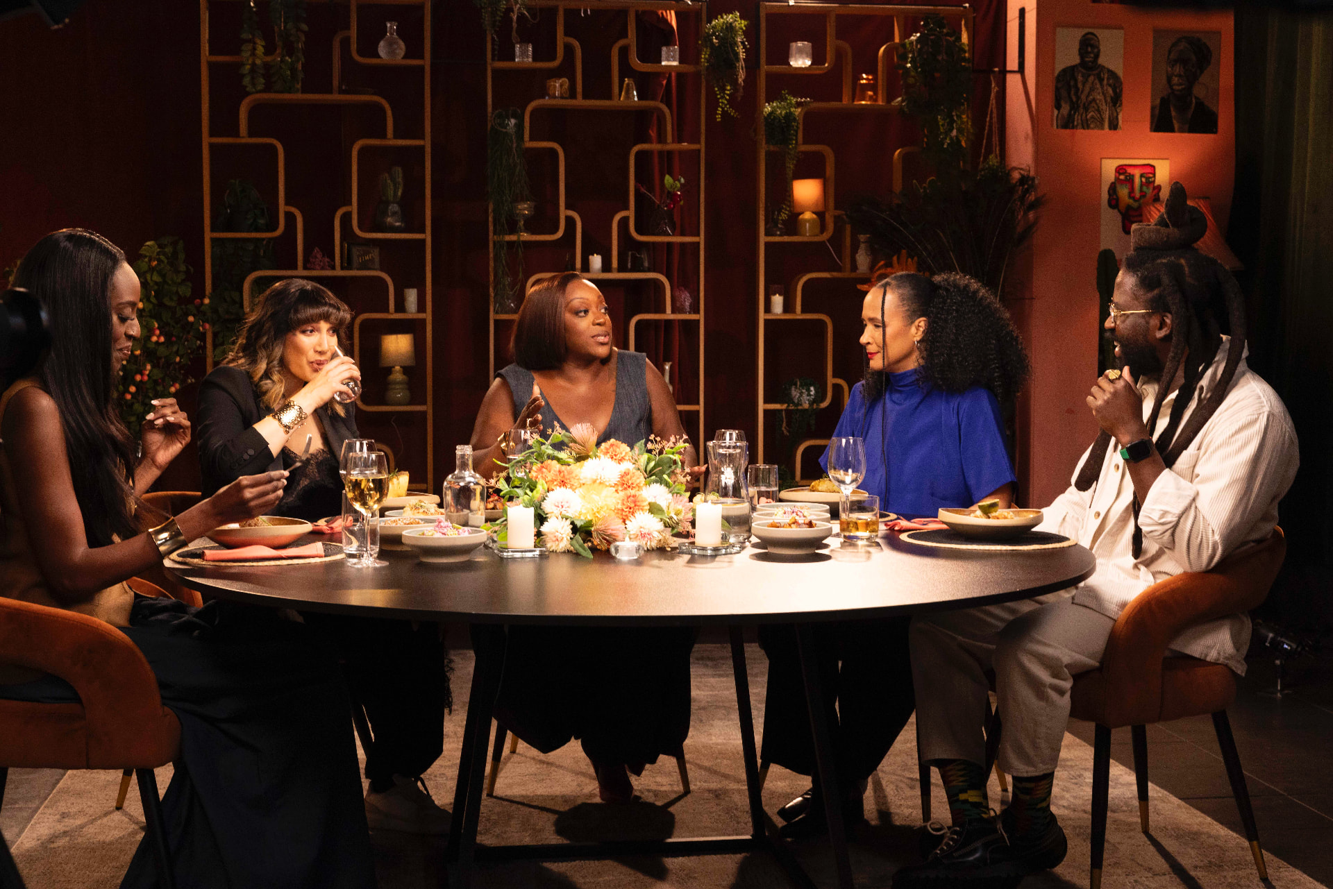 Guests around the table on the Our Table set